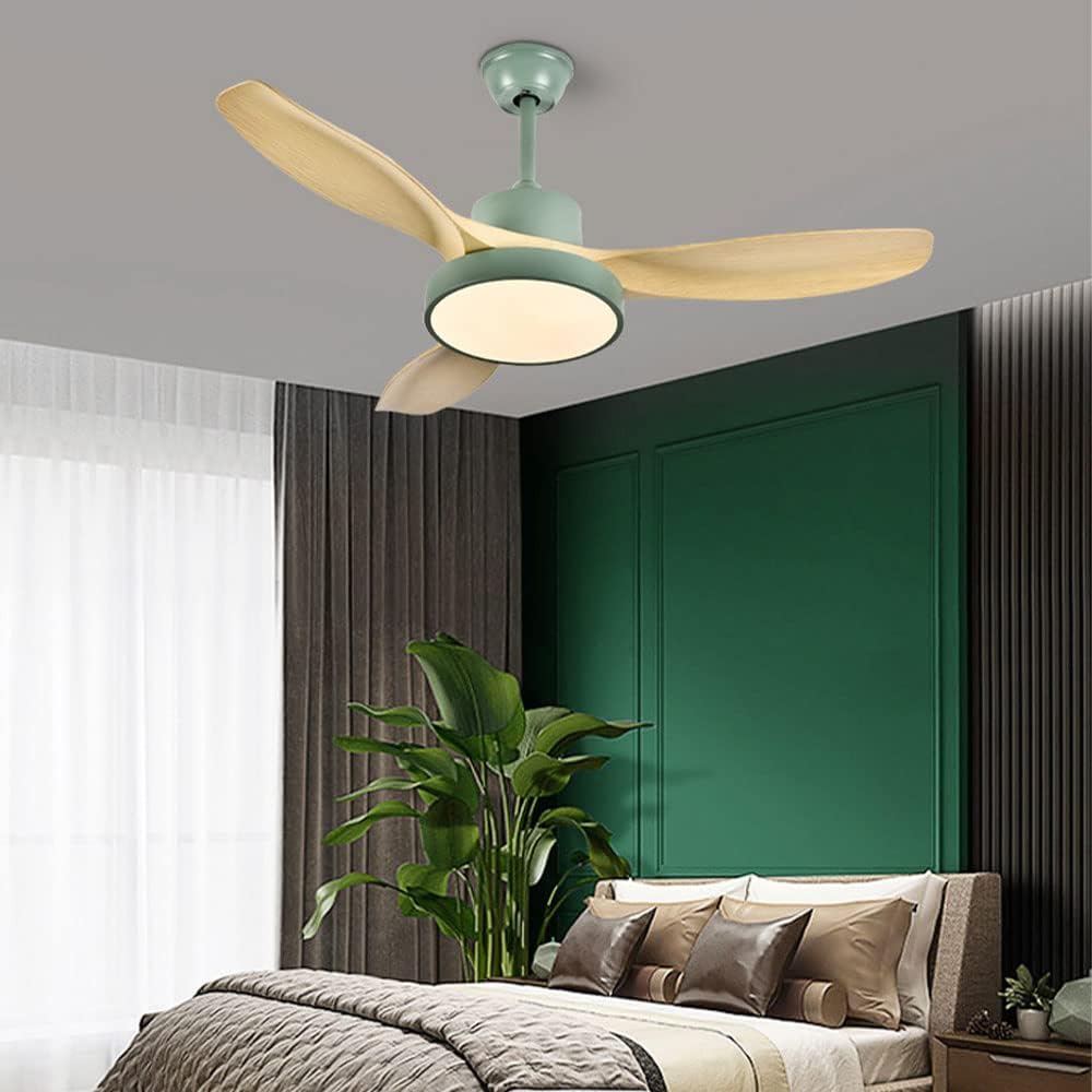 Modern Wood Ceiling Fan with Lights with Remote Indoor Smart Ceiling Fan LED 3 Color Bedroom Ceiling Fan 3-Blade 42 Inch Mute Ceiling Fan with Lights Outdoor Ceiling Fans for Patios