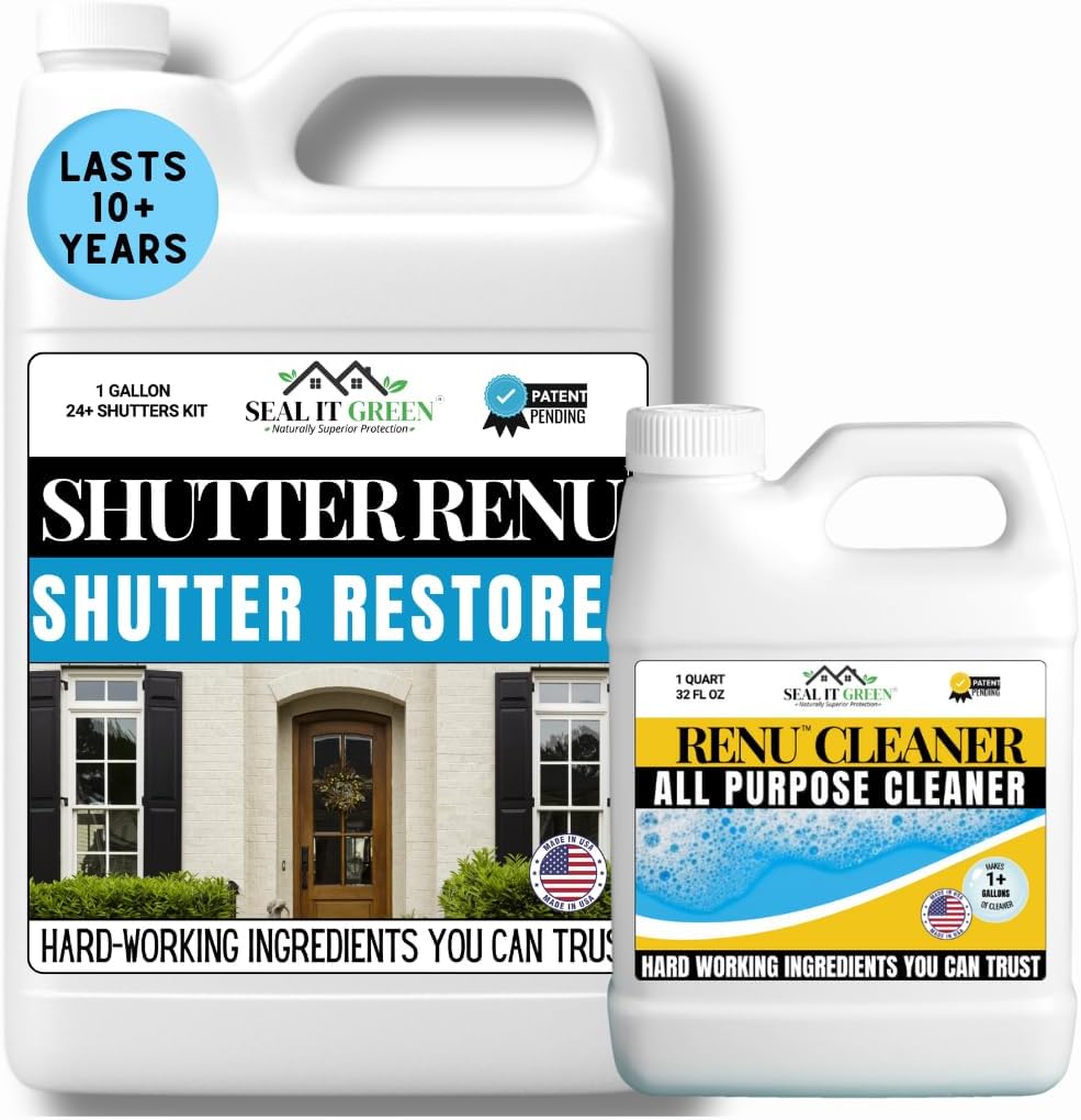 Premium Restorer-Restores Original Color & Rejuvenates Faded Shutters, Patio Furniture, Doors & More | Eco-Friendly |Lasts 10 Yrs.| Includes Powerful Cleaner | Gallon Kit