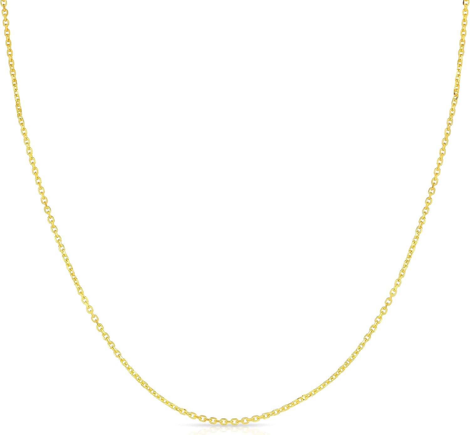 Floreo 14k Yellow Gold Double Extendable Solid Diamond Cut Cable Chain Adjustable Necklace, 16' - 17' - 18 Inch with Spring Ring Clasp