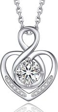 MomentWish Heart Necklace for Women, Jewelry Gifts for Her, D Color VVS1 Moissanite Necklace in 925 Sterling Silver, Infinity Pendent for Birthday Anniversary Mother's Day