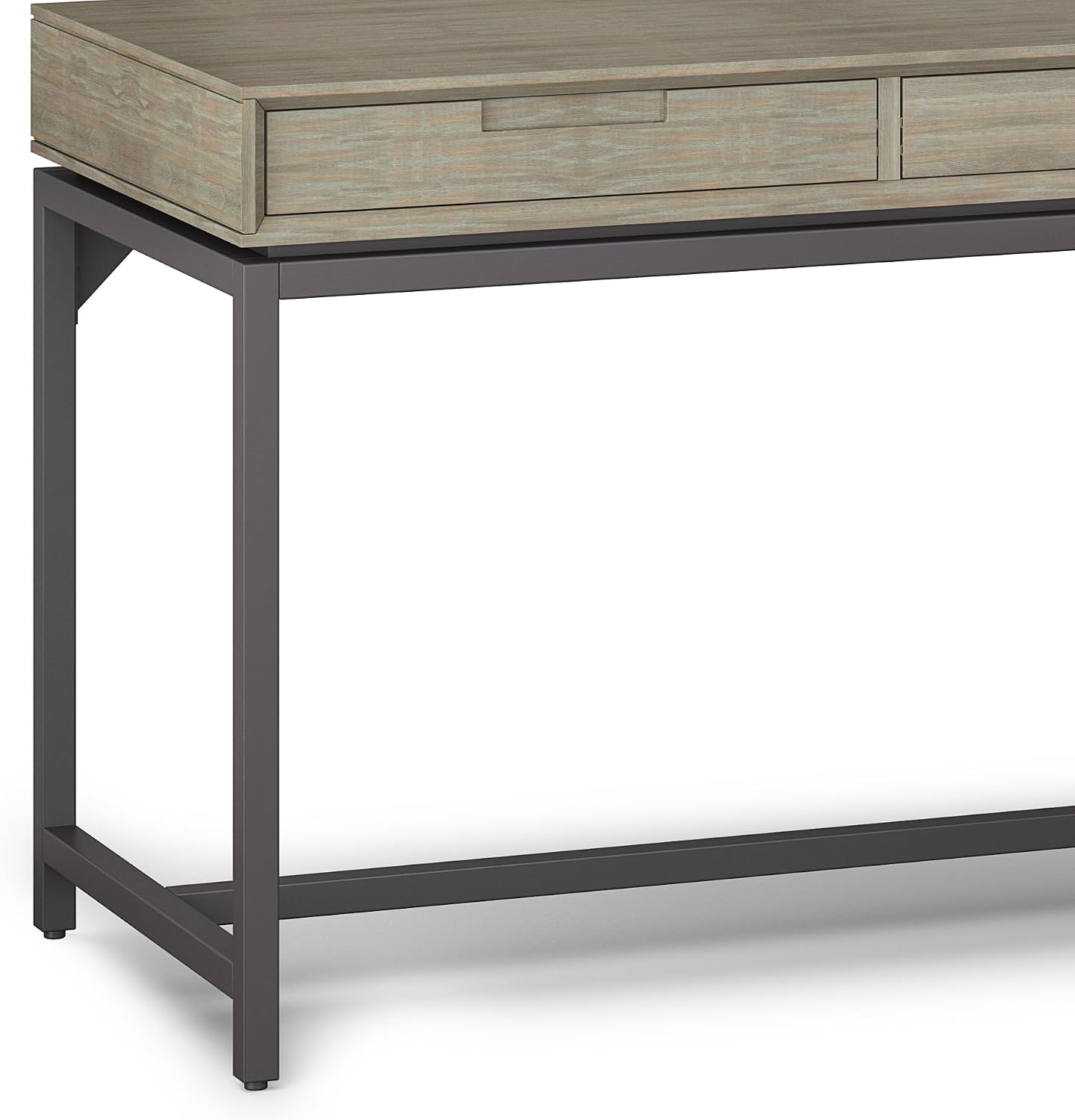 SIMPLIHOME Banting Desk - 72 Inch Wide Solid Wood and Metal Writing Desk in Distressed Grey, Modern Industrial Home Office Computer Table for Study with 2 Drawers and Flip-Down Keyboard Tray