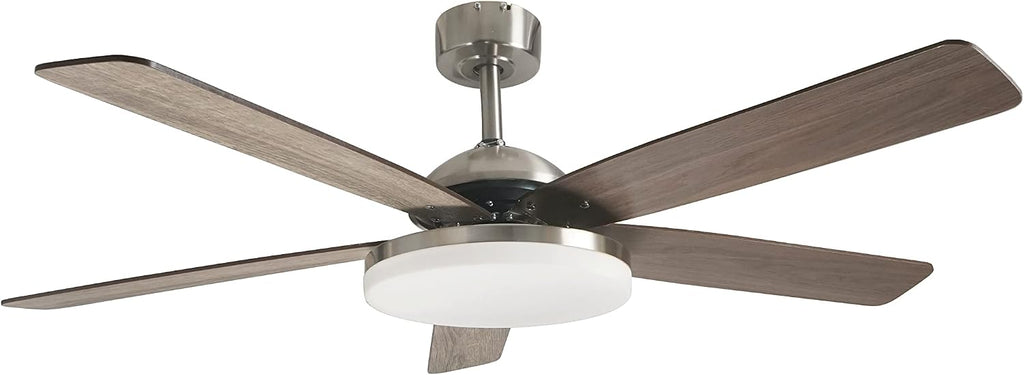 Good Housekeeping 63173-BN Adeline LED Indoor Ceiling Fan with Remote Control, Brushed Nickel, 52'