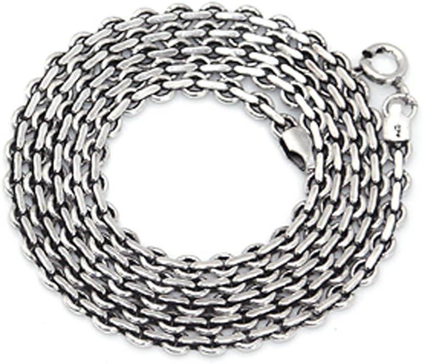 Silvershake Oxidized 3mm 925 Sterling Silver Cable Chain Necklace 24 Inch