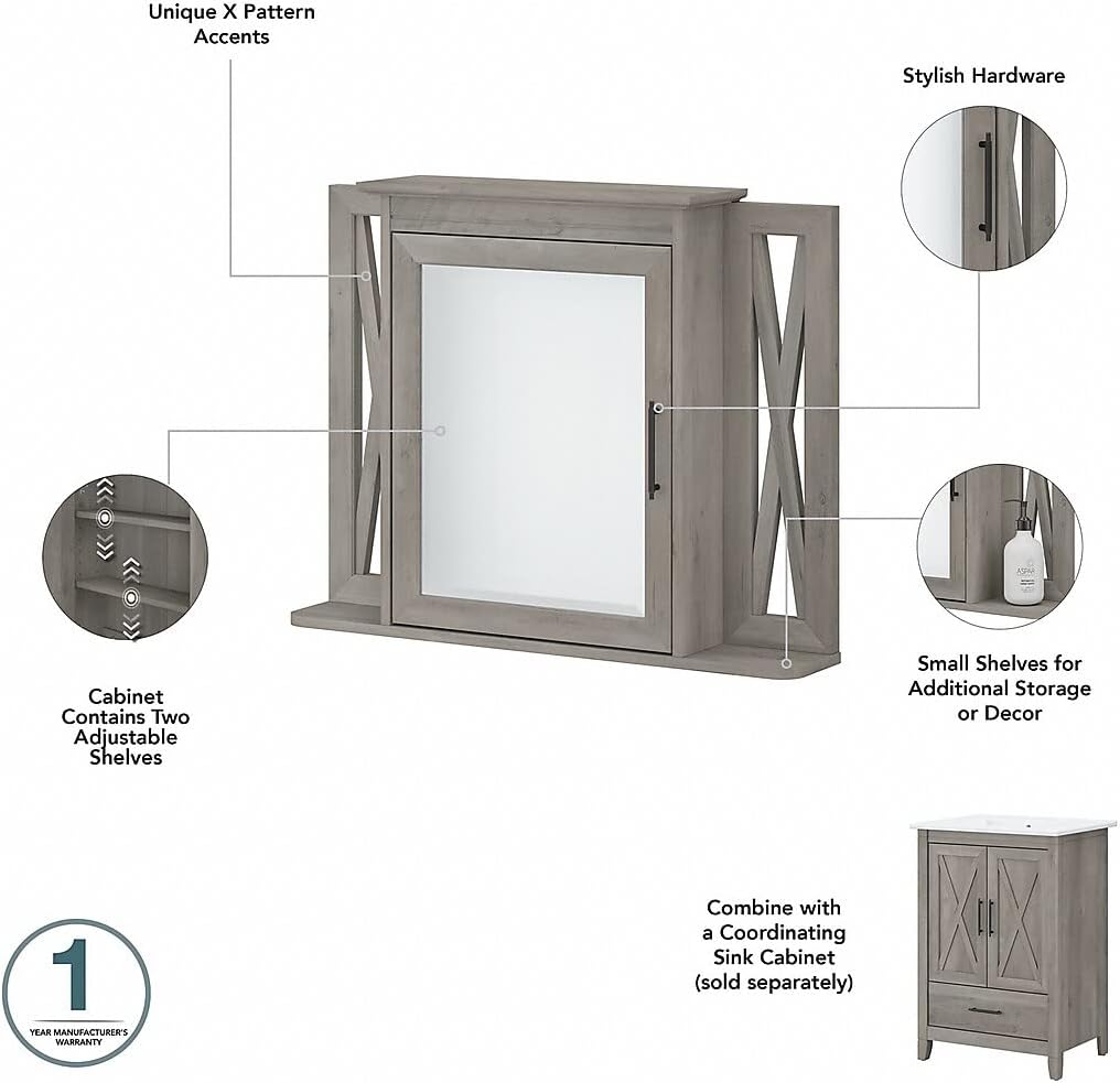 Double Vanity Set with Sinks, Medicine Cabinets, Linen Tower by Bush Home