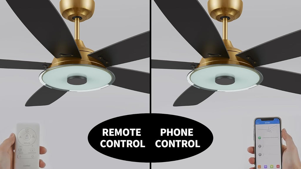 ARRO 52' Smart Ceiling Fan With 3 Light Colors Dimmable, Reversible DC Motor With 10 Speeds, Compatible with Alexa, Siri & Google Home & APP, Gold & Black