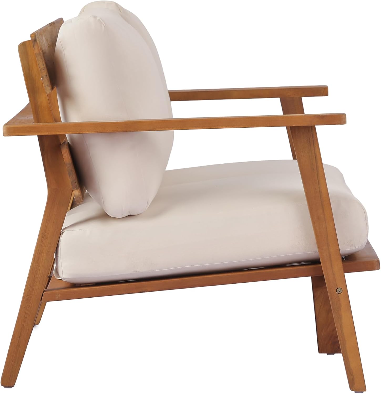 Christopher Knight Home Colmar 2 Pieces Conversation Set, Mid Century Patio Loveseat Sofa and Coffee Table, Outdoor Acacia Wood Loveseat and Table Set with Cushions in Slats Panels Design, Teak+ Beige