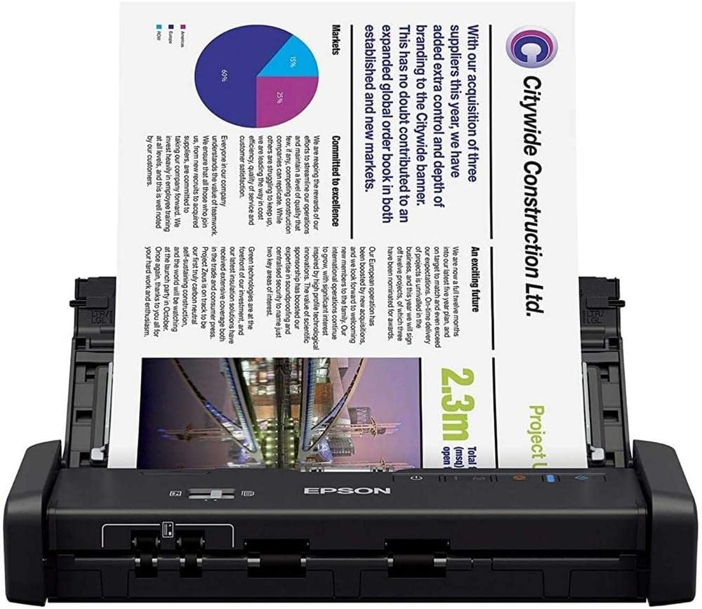 Epson DS-320 Mobile Scanner with ADF: 25ppm, Twain & ISIS Drivers, 3-Year Warranty