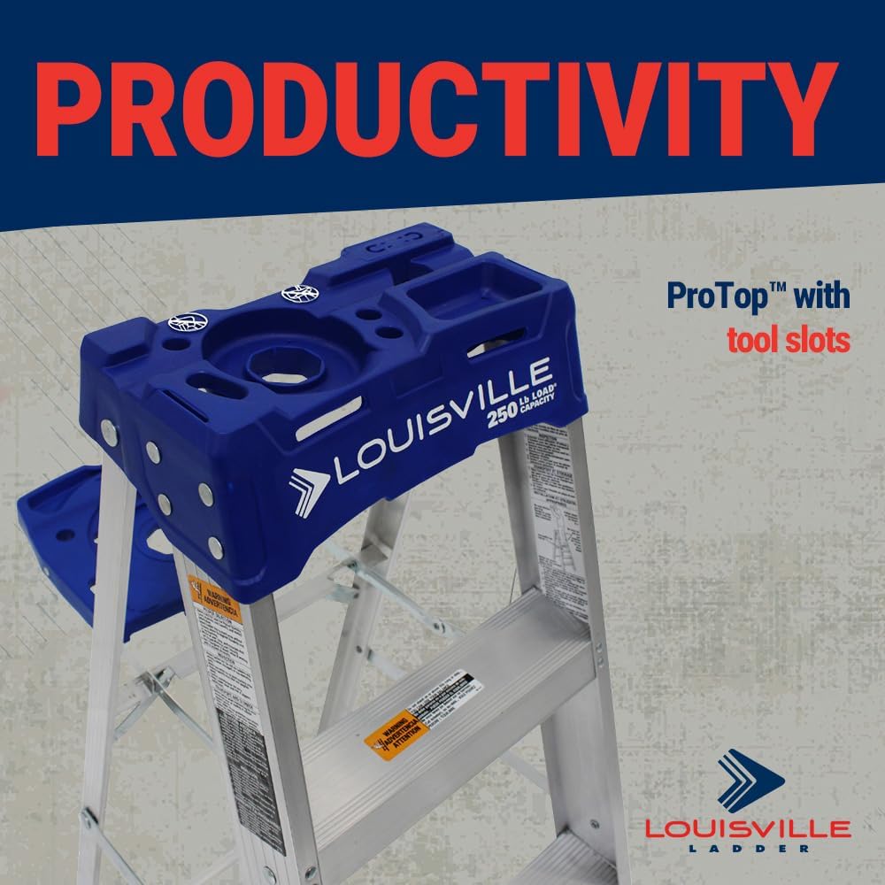 Louisville Ladder 10-Foot Aluminium Step Ladder with Tool Tray, 250-Pound Load Capacity, Type I, AS2110