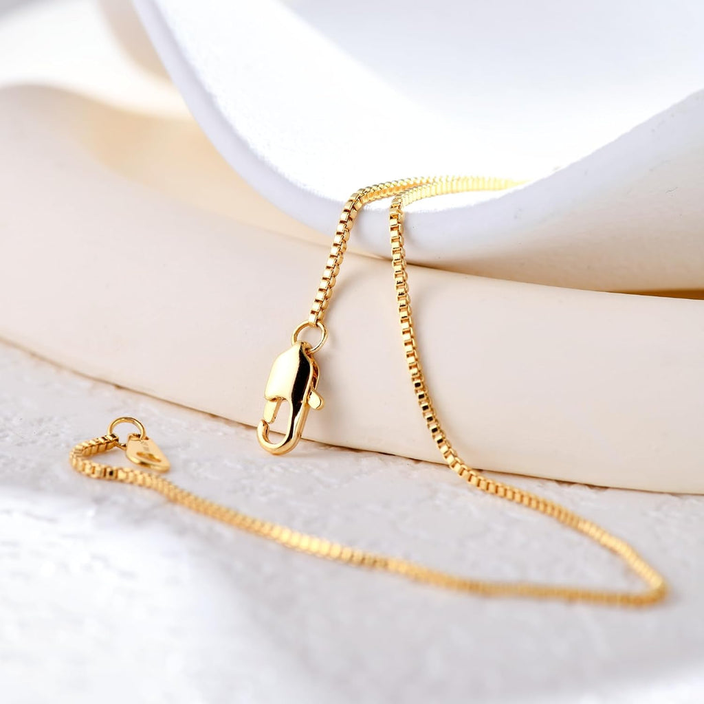 1mm Gold Box Chain Necklace 14K Gold Cable Link Chains for Women and Men Dainty Non-tarnish Necklaces Unisex Gold Jewelry Gifts Sweat Proof and Fade Resistant Lifetime Quality