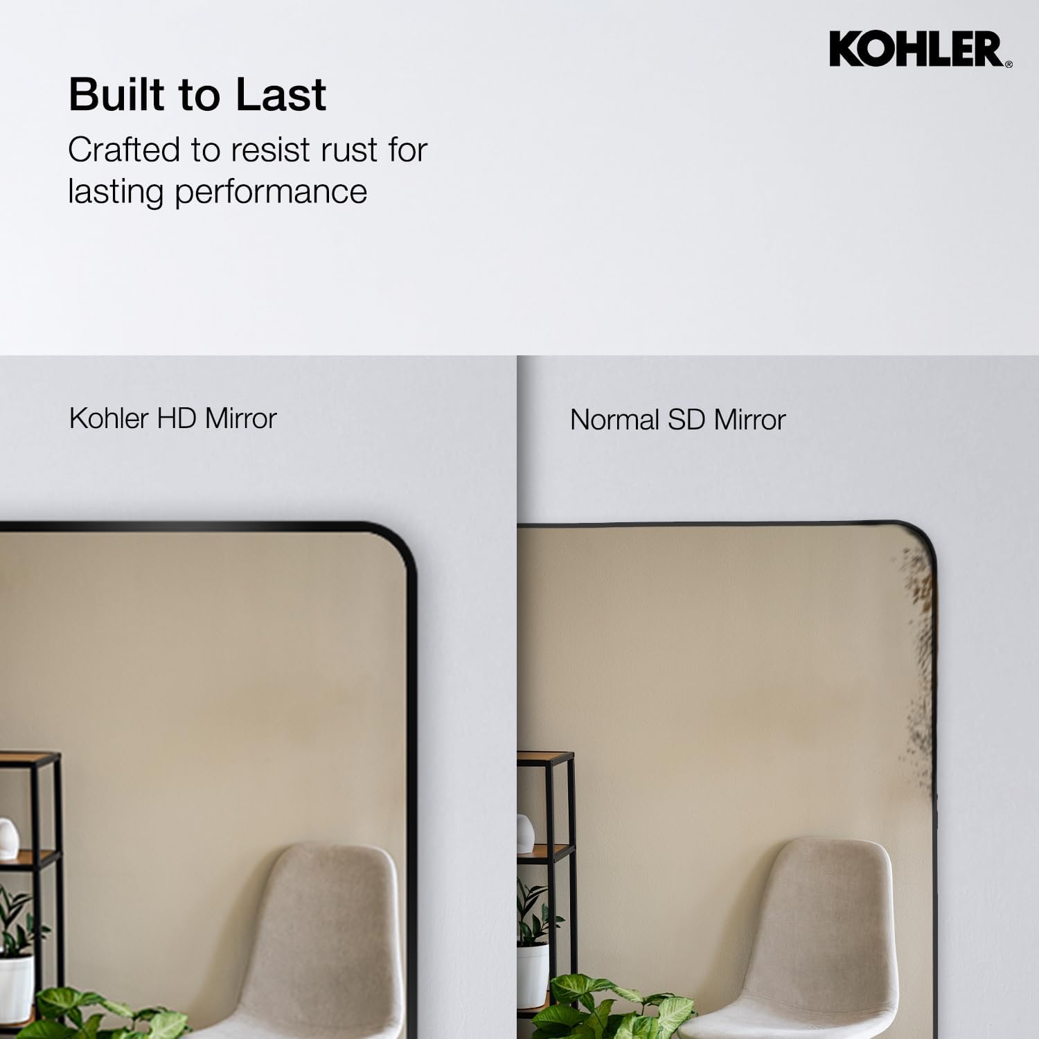 Kohler 26052-BLL Essential Rectangular Bathroom Mirrors, Bathroom Mirrors for Over Sink, 22 in. W x 34 in. H, Matte Black