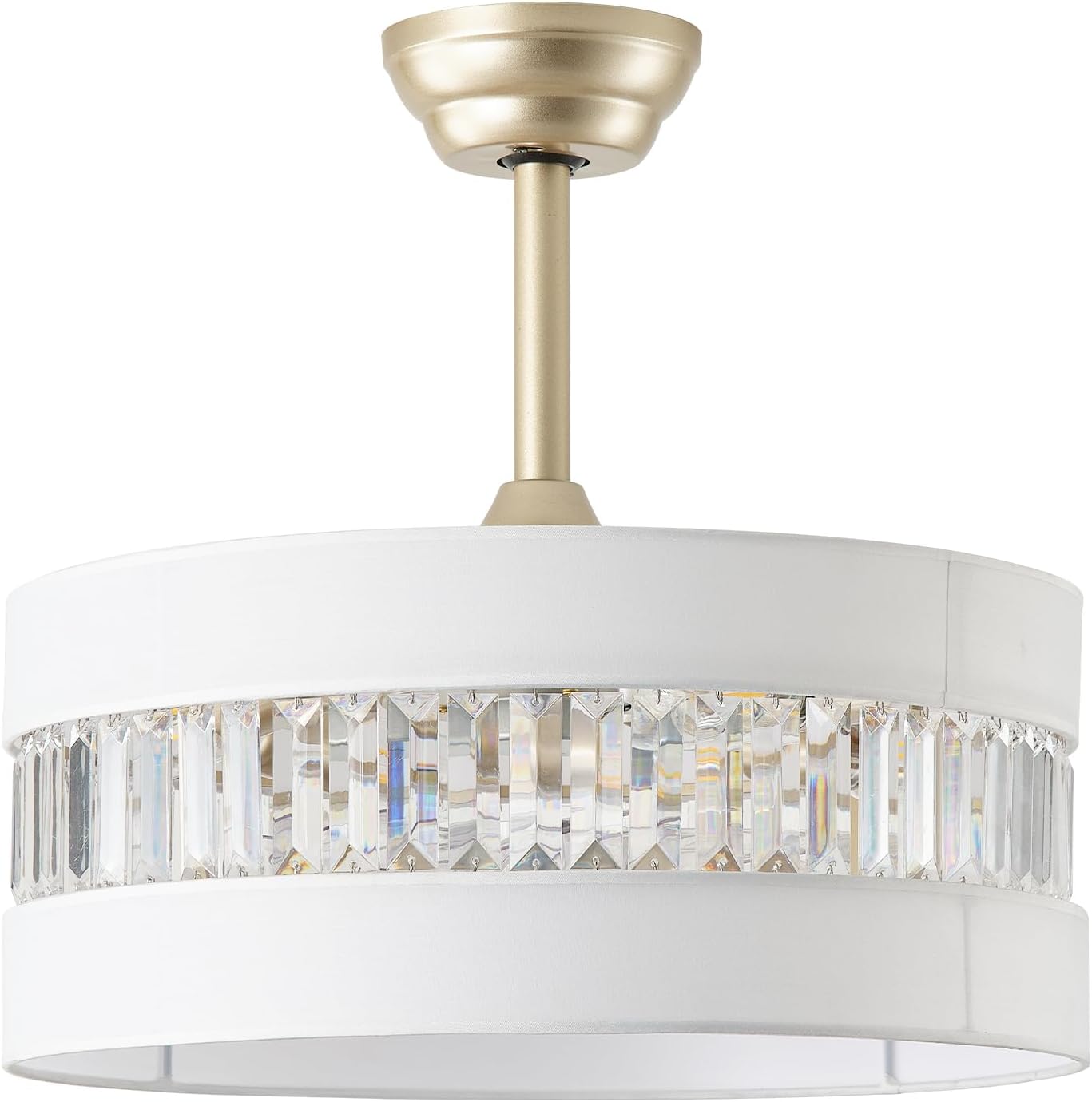 20' Gold Fandelier Ceiling Fan with Lights, Mid Century Gold Caged Ceiling Fans with Lights and Remote, Crystal with 6 Speeds for Bedroom, Living Room, Kitchen