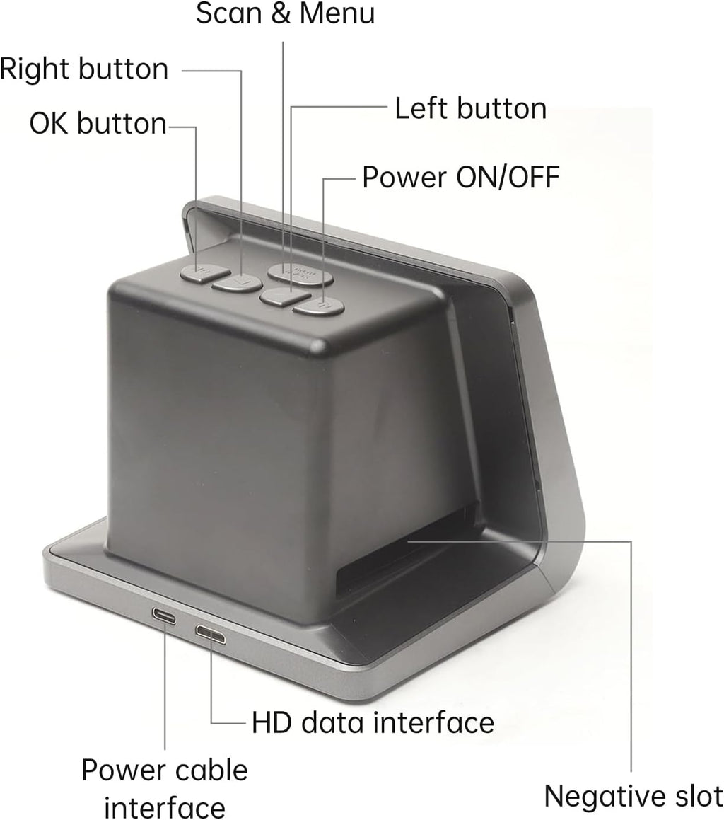 Film and Slide Scanner, Converts 135 Film 126KPK 110 Super8 Monochrome Slides to Digital JPEG Photos, Built in 16GB Memory 5 Inch LCD Screen, for PC TV Vista 7 8 10 M
