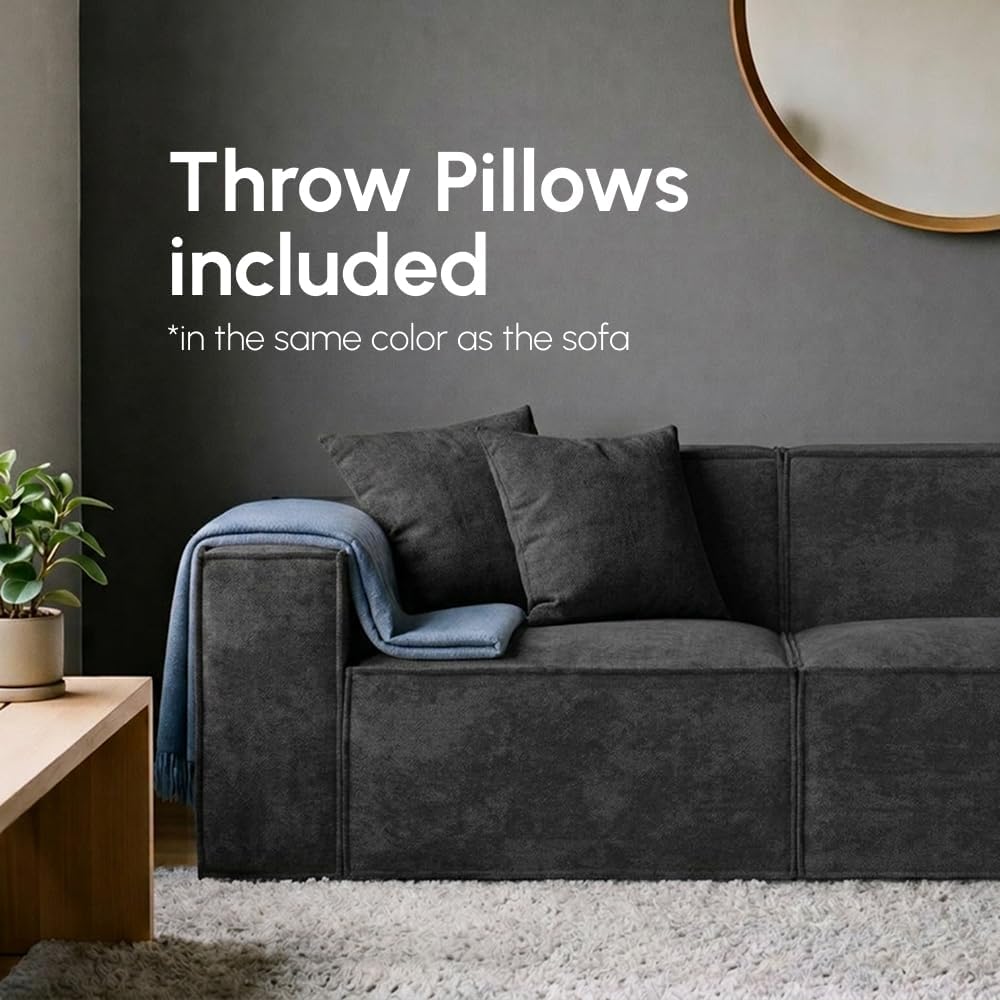 ROVE LAB Love Seat Sofa in a Box, No Assembly, Deep Seat and Comfy, Modular Sofa, Spill-Proof Fabric, Modern Small Couch for Living Room Loveseats, Bedroom, Apartment, Home Office (Carbon Black)