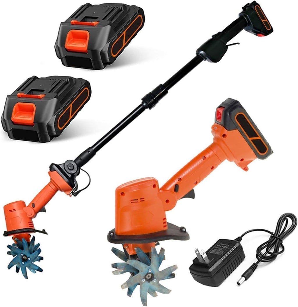 21v Cordless Electric Garden Tiller,Electric Garden Rotavator, 235rpm,10cm Tilling Width,10cm Working Depth,Cultivator & Rotavator,for Garden,Vegetable Field,Greenhouse,Orc