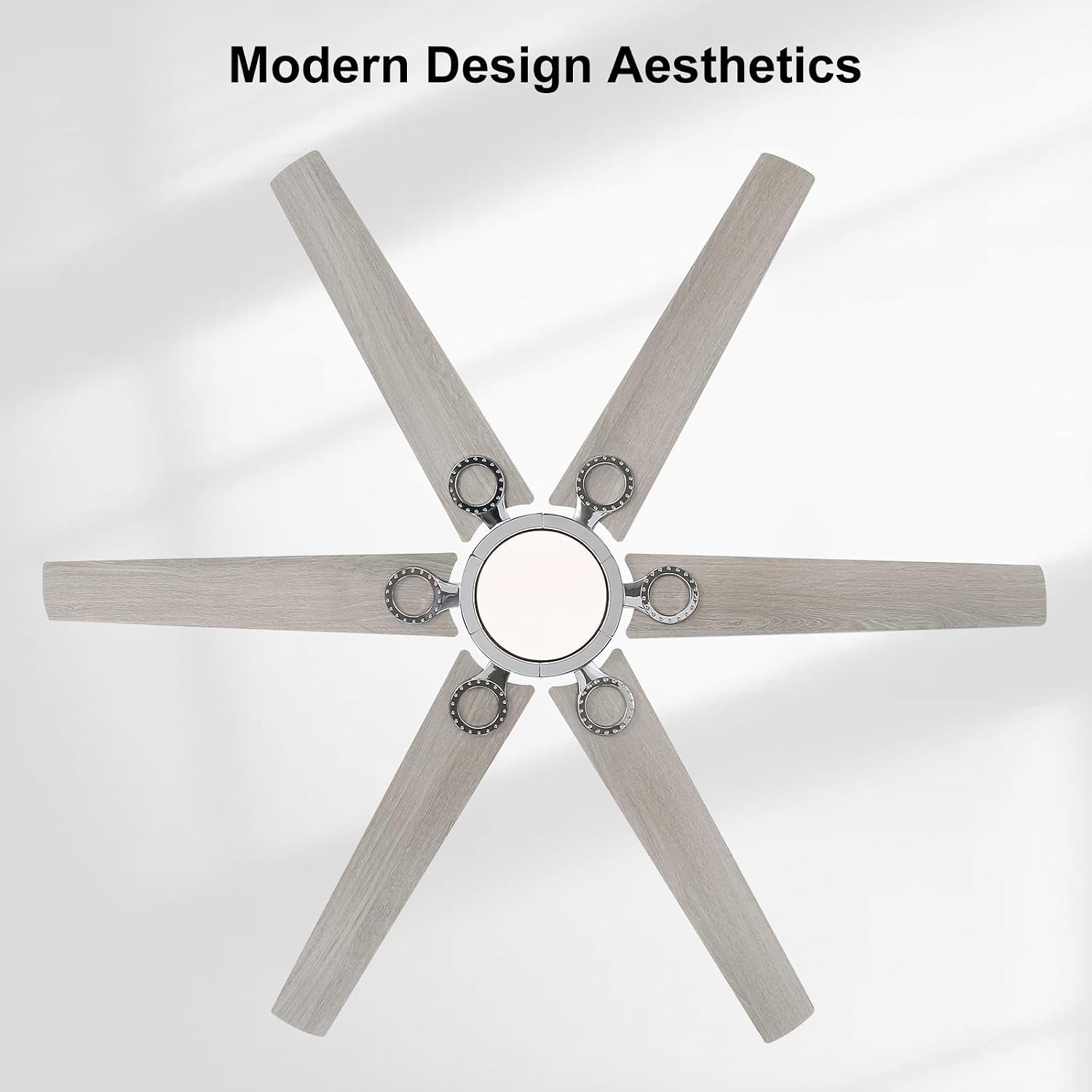 WINGBO Ceiling Fan with Lights - 64 inch Ceiling Fan with Remote,3CCT, Dimmable Light,6 Blades Modern Ceiling Fan, 6-Speed Noiseless Powerful DC Motor, ETL Listed, Indoor/Outdoor, Chromium + Grey