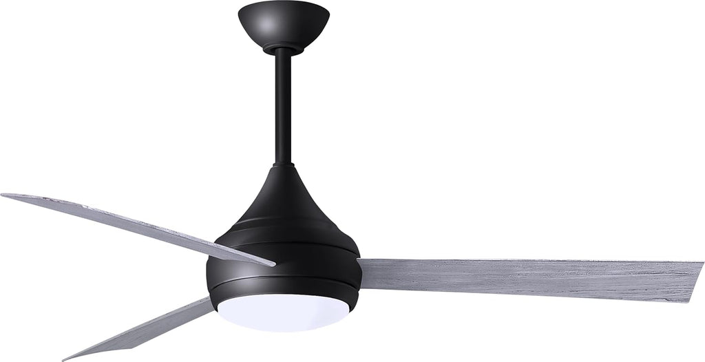Matthews DA-BK-BW Donaire Outdoor Wet/Salt Water Rated 52' Marine-Grade Coastal Ceiling Fan with LED Light & Remote, Matte Black with Barn Wood Tone