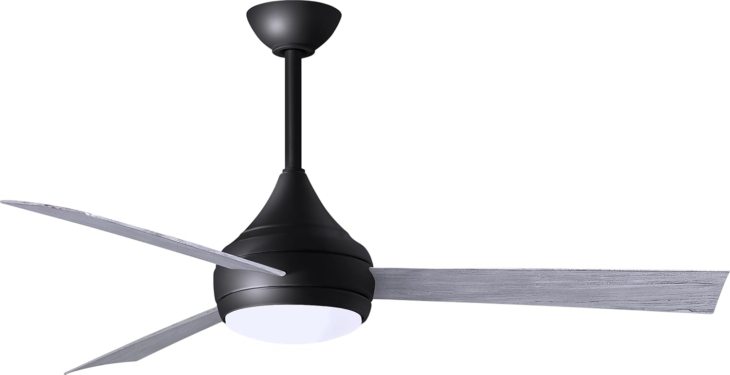 Matthews DA-BK-BW Donaire Outdoor Wet/Salt Water Rated 52' Marine-Grade Coastal Ceiling Fan with LED Light & Remote, Matte Black with Barn Wood Tone