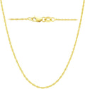 Italian Fashions 14K, 10K Yellow or White or Rose Solid Gold Italian Diamond Cut 0.8 mm-1.2 mm Rope and Mirror Cable Chain Necklace Thin & Strong gold chain Thin And Lightweight MADE IN ITALY