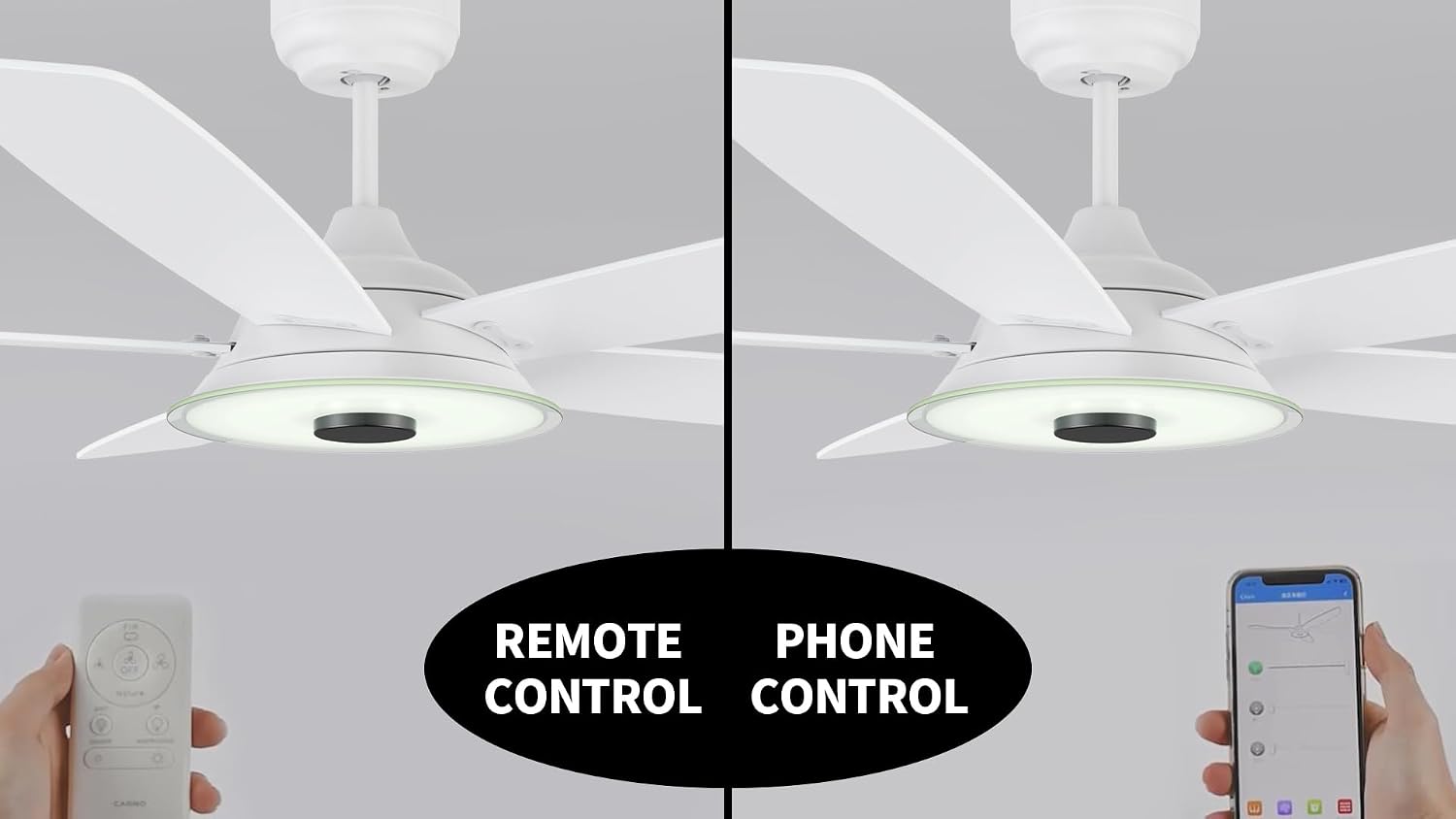 ARRO 52' Smart Ceiling Fan With 3 Light Colors Dimmable, Reversible DC Motor With 10 Speeds, Compatible with Alexa, Siri & Google Home & APP, White
