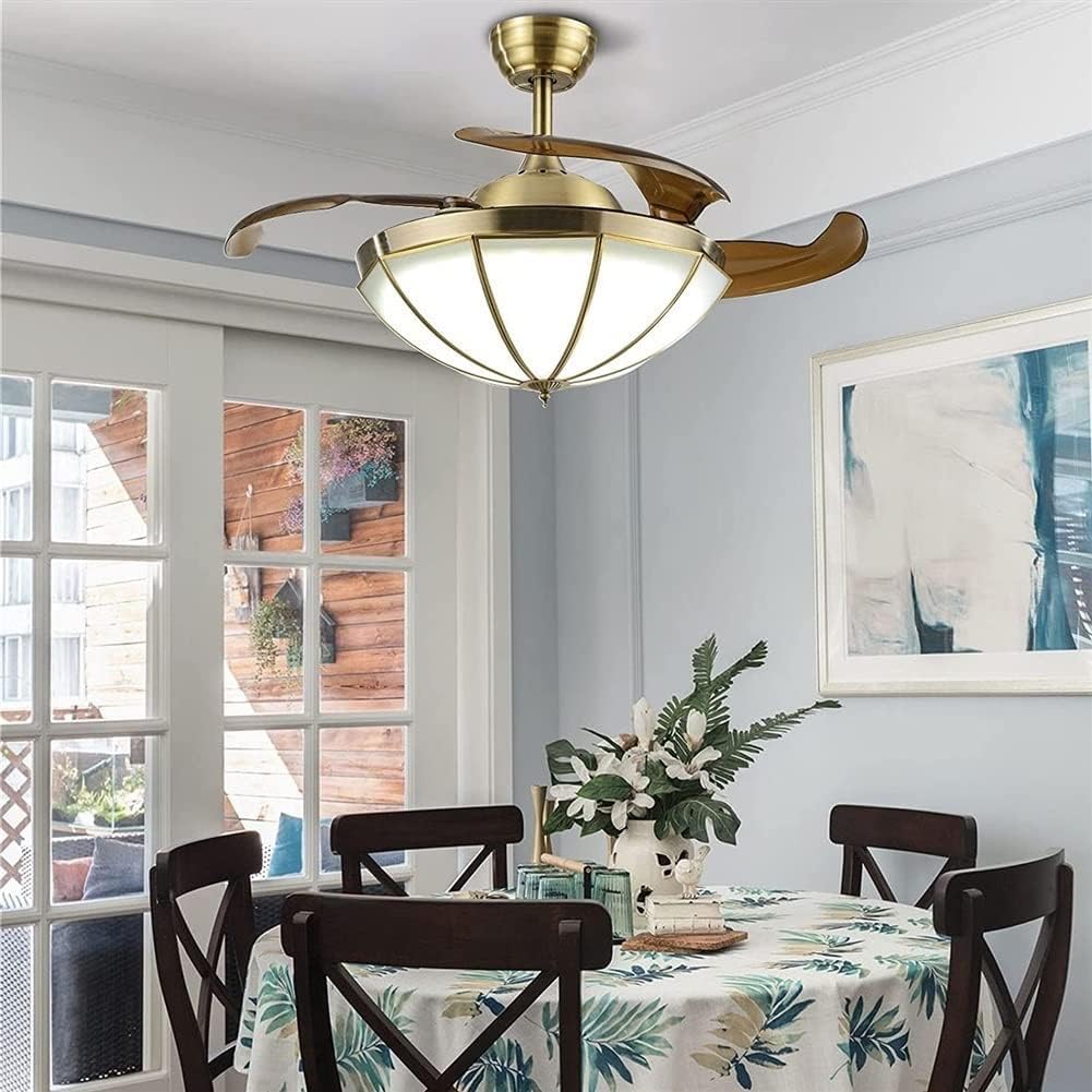 Lamp Retractable Ceiling Fan Light Lighting Ceiling Fans Light Fixture Ceiling Fan Retro Remote Control Farmhouse Living Room Energy Saving