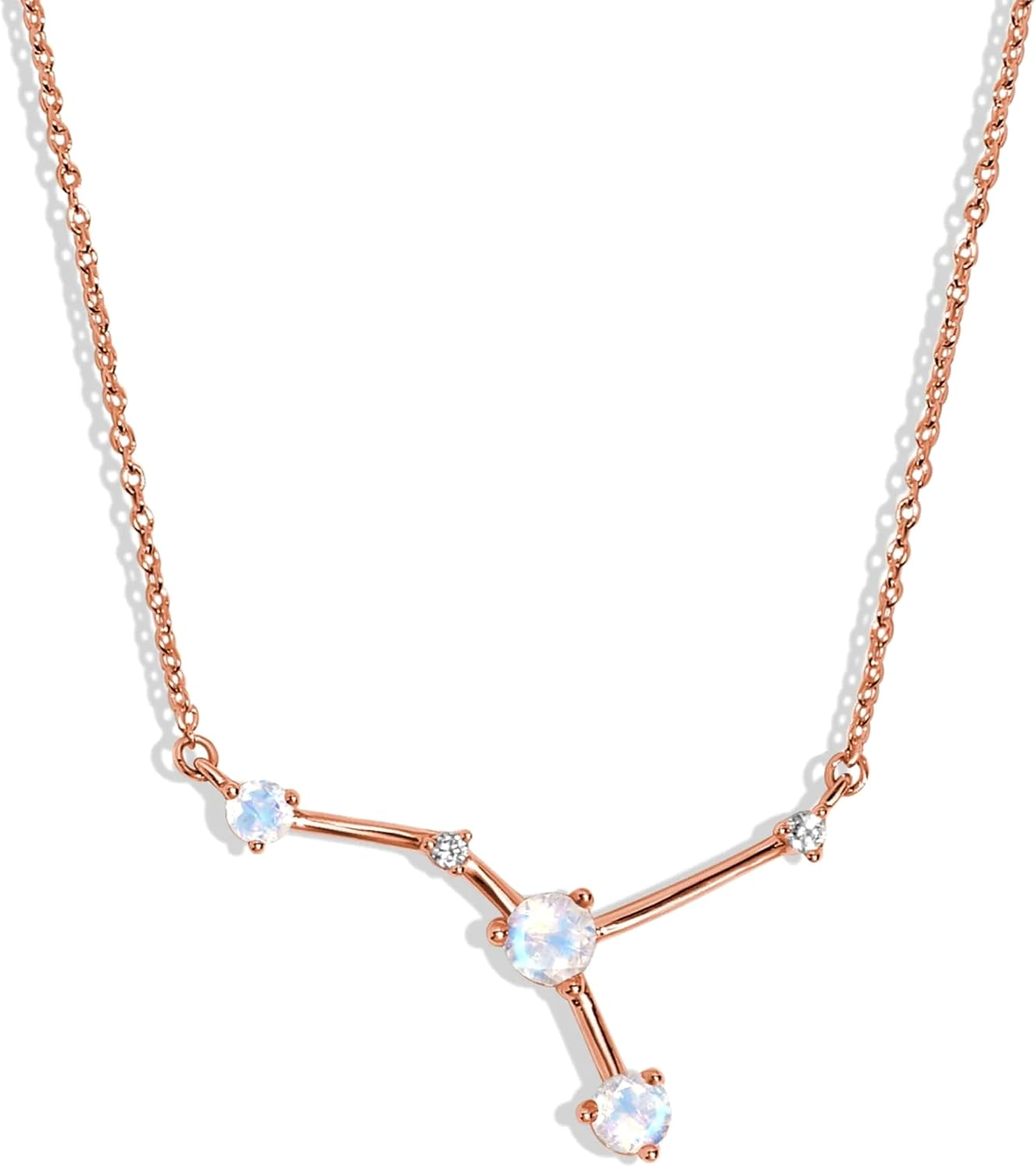 Moon Magic Moonstone Zodiac Necklaces for Women | Constellation Necklace 925 Sterling Silver | 18k Rose and Yellow Gold Zodiac Sign Pendants | Authentic Real Dainty Moon Stone Jewelry for Women
