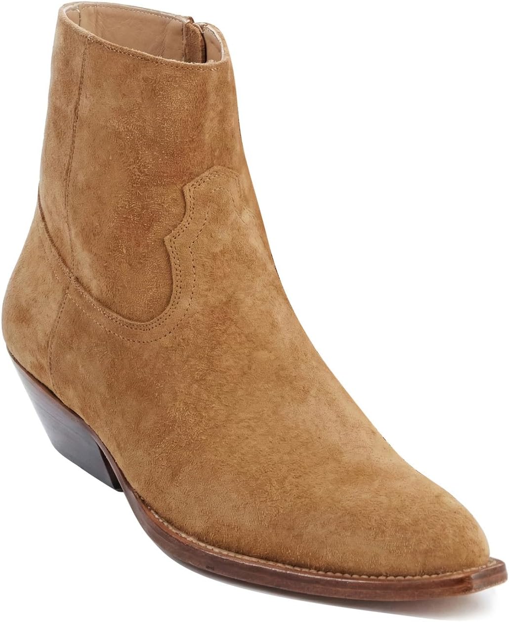 Santimon Men's Top-Grain Leather Western Ankle Chelsea Boots – Suede & Leather Dress Boots with Low Cuban Heel & Side Zip for Casual, Party, Rodeo,Disco & Everyday Wear