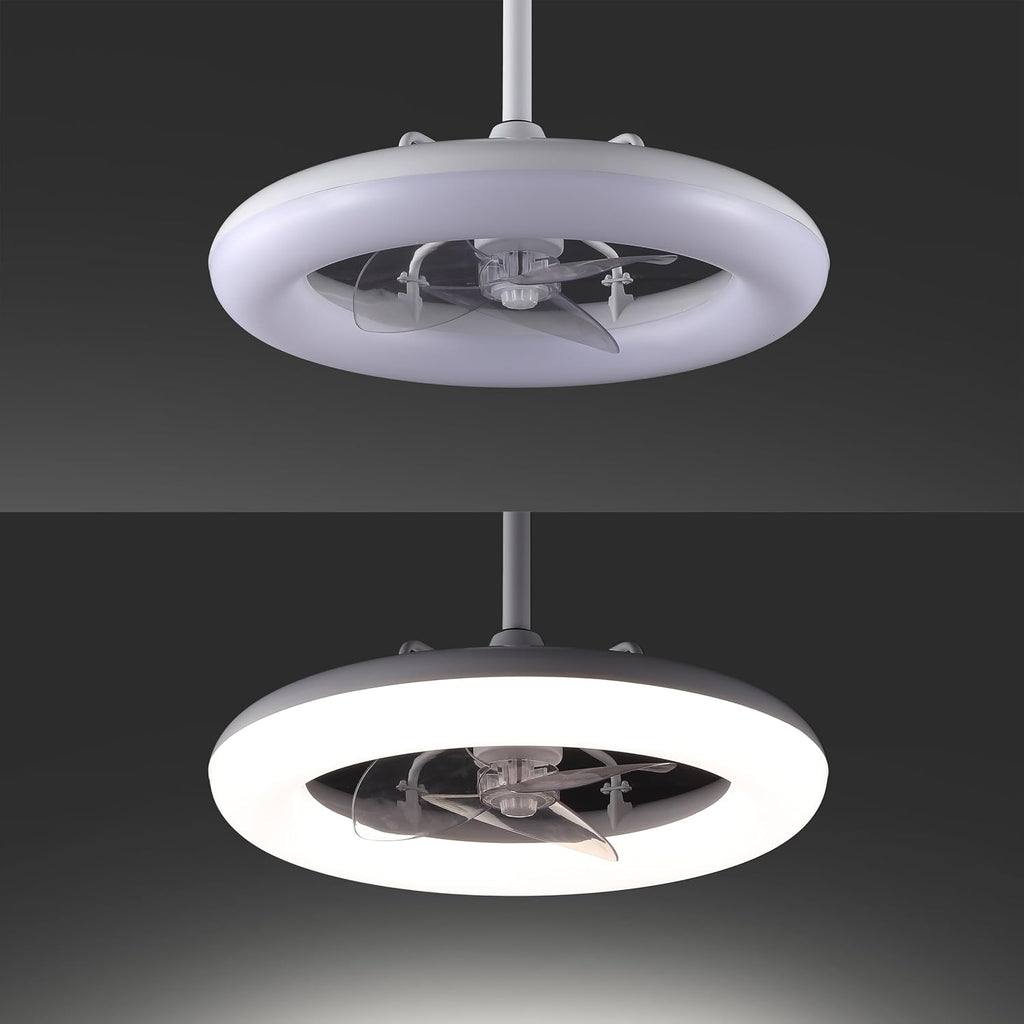 OVAL AIR AIR8001C Piero 21.5' Contemporary Minimalist 6-Speed Metal Mobile-App/Remote-Controlled Dimmable Smart Integrated LED Ceiling Fan Bedroom, Living Room, Dining Room, Frost White