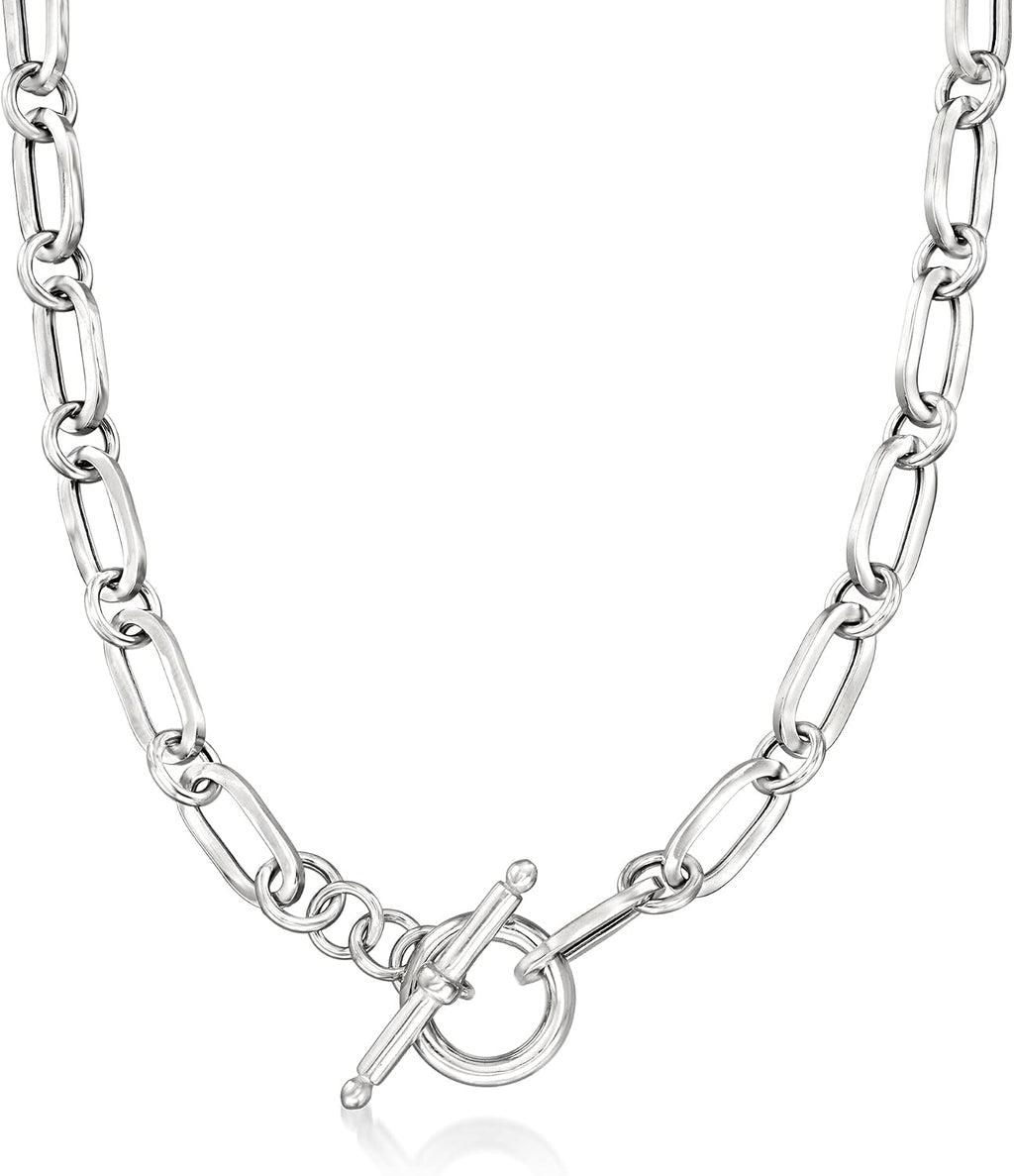 Ross-Simons Italian Sterling Silver Paper Clip Link Toggle Necklace