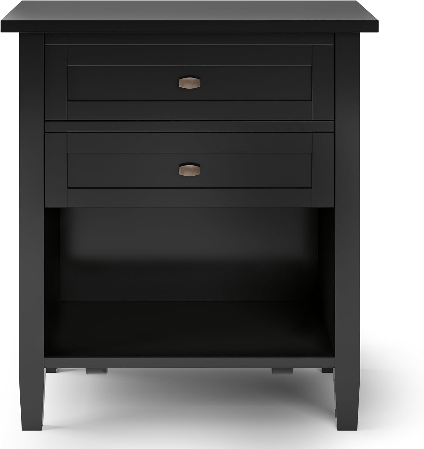 SIMPLIHOME Warm Shaker Solid Wood 24 inch Wide Transitional-Style Bedside Nightstand Tables in Black for the Living Room and Bedroom (Set of 2)