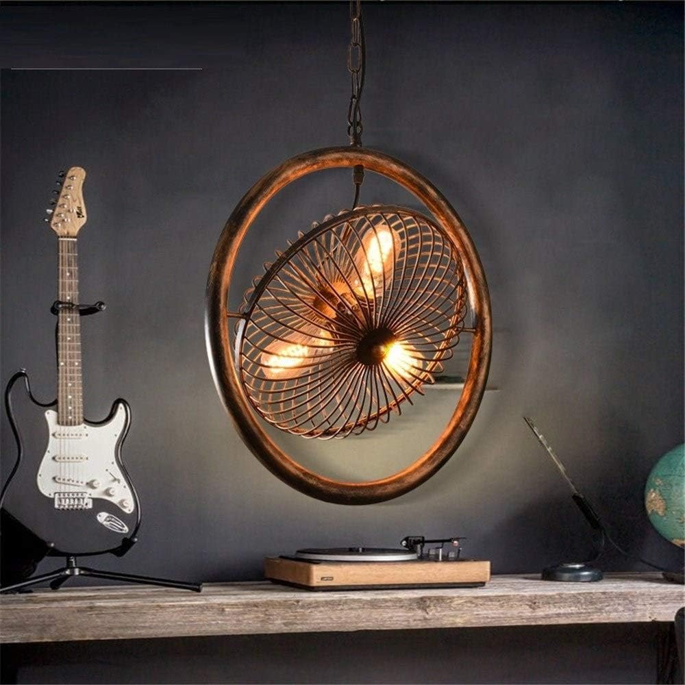Vintage Industrial Ceiling Lights, Barn Retro Fan Spider Fitting E27 Rust Color Pendant Light Wrought Iron Hanging Lighting for Living Room Bedroom Dining Room Balcony Bar