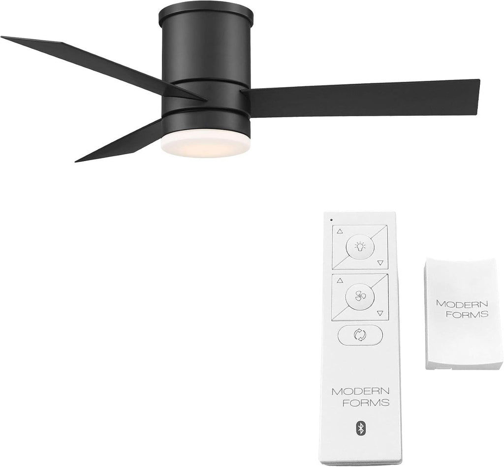 Axis Smart Indoor and Outdoor 3-Blade Flush Mount Ceiling Fan 44in Matte Black with 3000K LED Light Kit and Remote Control works with Alexa, Google Assistant, Samsung Things, and iOS or Android App
