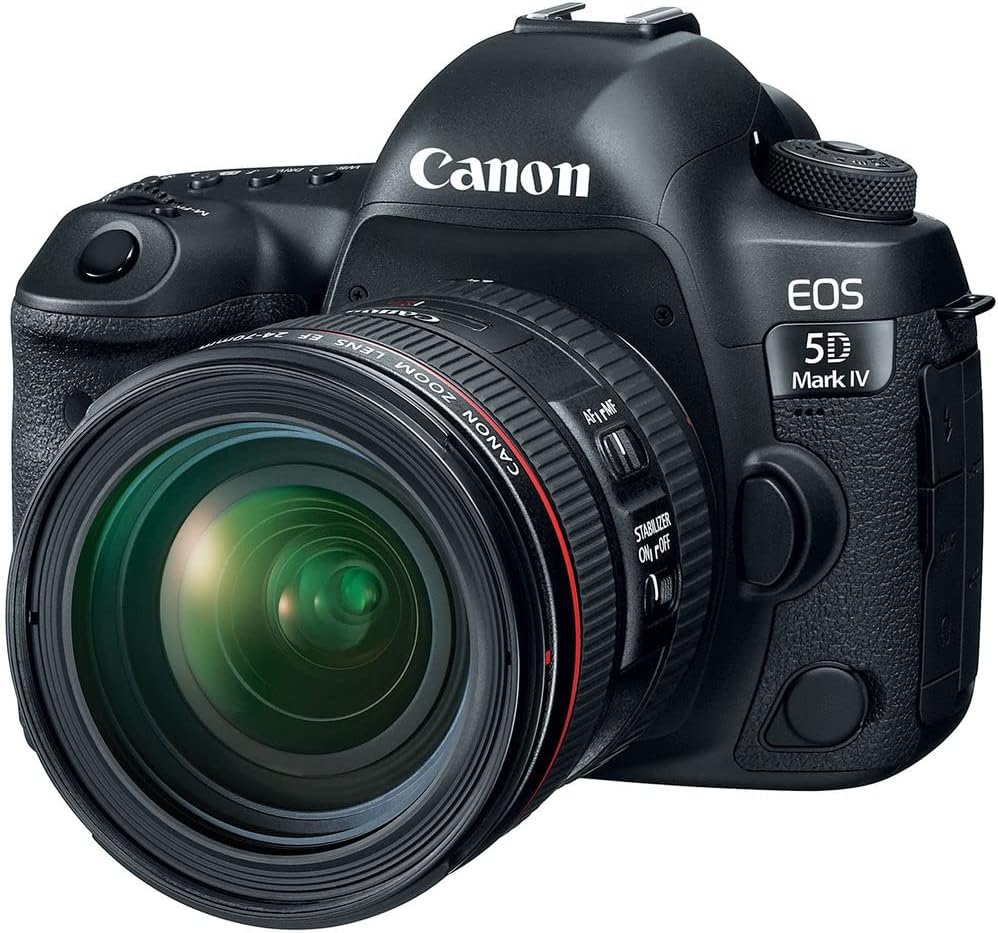 Canon EOS 5D Mark IV DSLR Camera with 24-70mm f/4L Lens (1483C018) + Canon EF 75-300mm f/4-5.6 III Lens (6473A003) + 4K Monitor + Pro Mic + 2 x 64GB Memory Card + Color Filter Kit + More