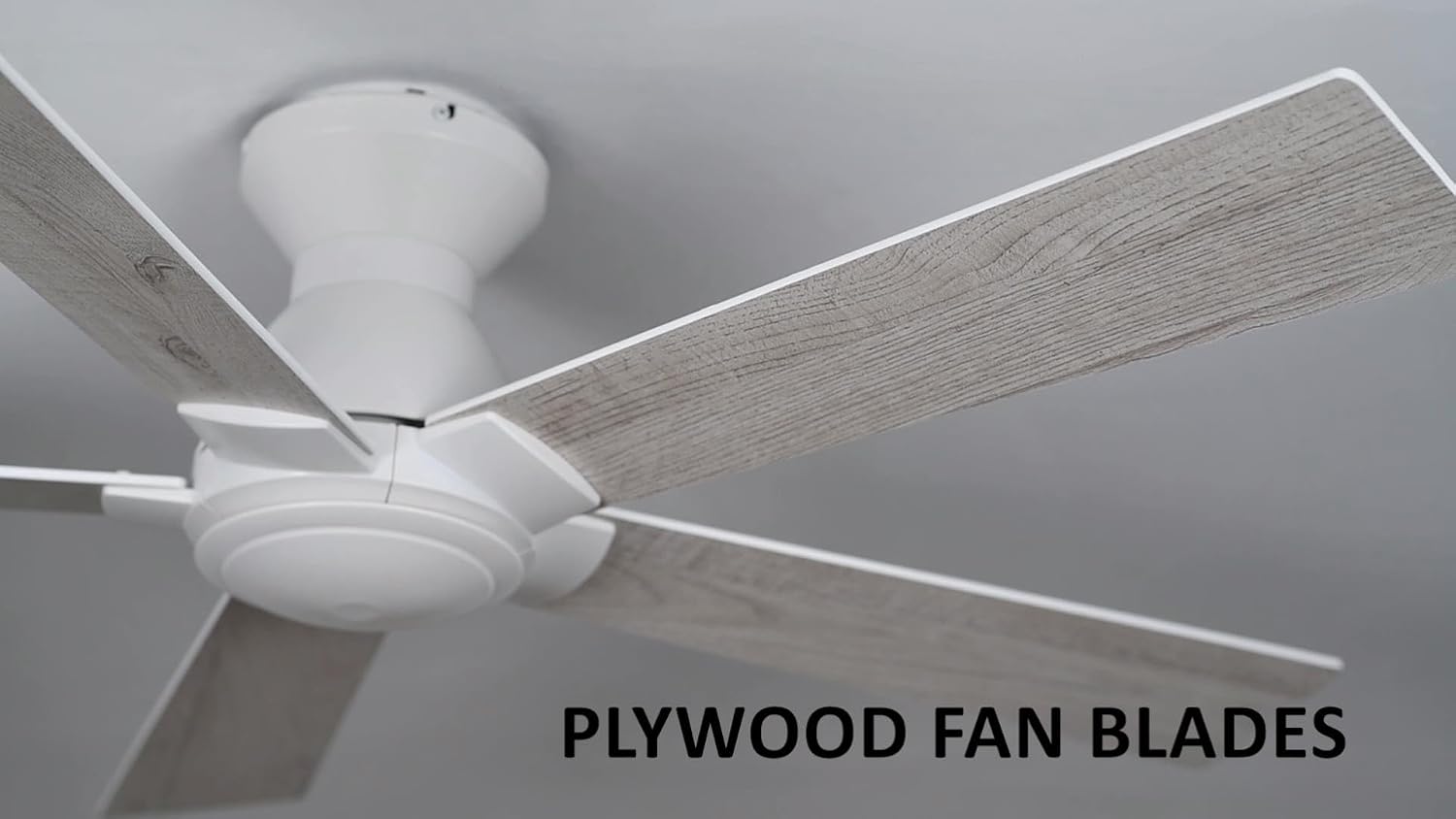 Carro 52 Inch Flush Mount Ceiling Fan without Lights, White Ceiling Fan with Remote Low Profile, 10-Speed Reversible DC Motor, 5 Wood Finish Blades, Indoor for Bedroom