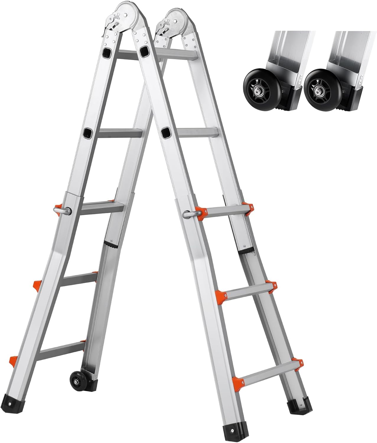 VEVOR 9.5 FT Telescoping Ladder - Compact & Portable Aluminum Extension Ladder, 330lb Load Capacity for Home, Roof, Stairs, Indoor & Outdoor Use
