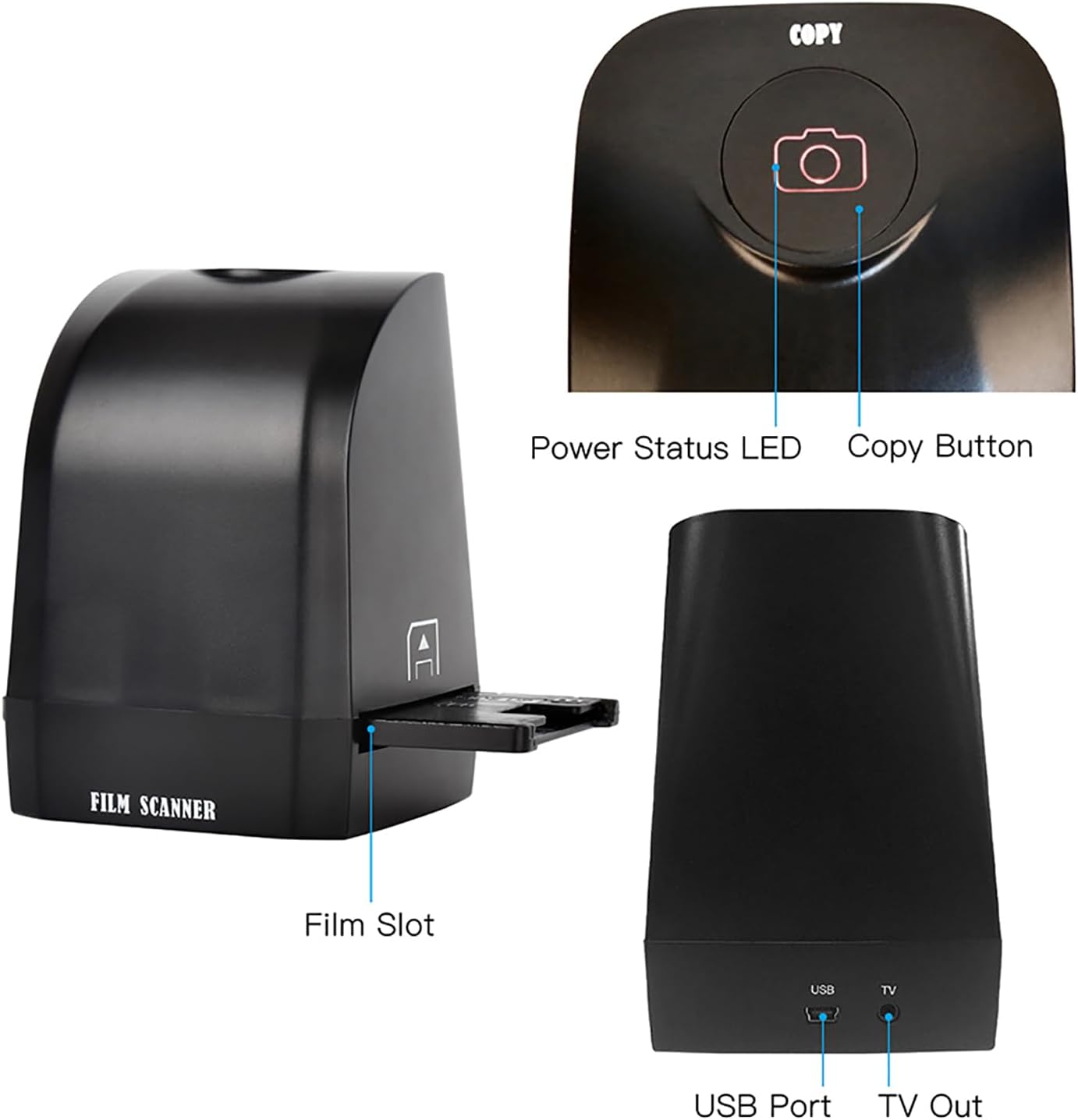 Film Scanner Transfer Machine, Slide Negative Scanner, Convert 35mm/135mm Film Slide to 8MP JPEG Photos, Support Image Preview/Playback/Editing Function, for Gift to Friends, Lover, Family