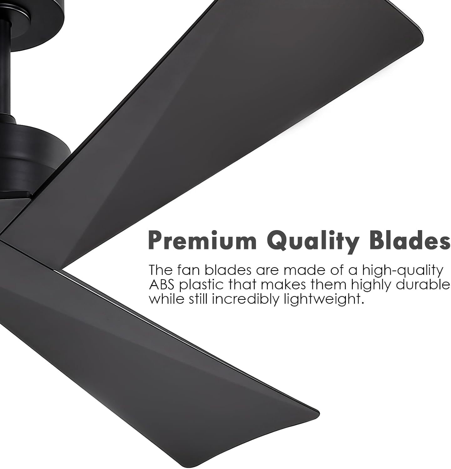 WINGBO 52' DC Ceiling Fan without Lights, Matte Black Ceiling Fan with Remote, 3 ABS Plastic Blades, 6 Speed Reversible DC Motor, Ceiling Fans No Light for Kitchen Bedroom Living Room
