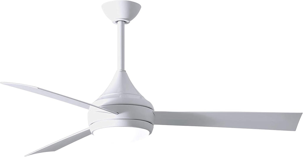 Matthews DA-WH-WH Donaire Outdoor Wet/Salt Water Rated 52' Marine-Grade Coastal Ceiling Fan with LED Light & Remote, Gloss White