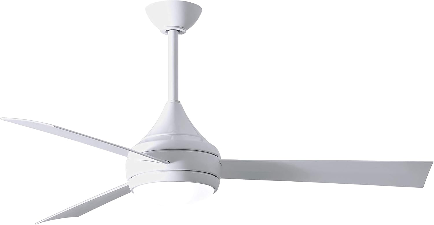 Matthews DA-WH-WH Donaire Outdoor Wet/Salt Water Rated 52' Marine-Grade Coastal Ceiling Fan with LED Light & Remote, Gloss White