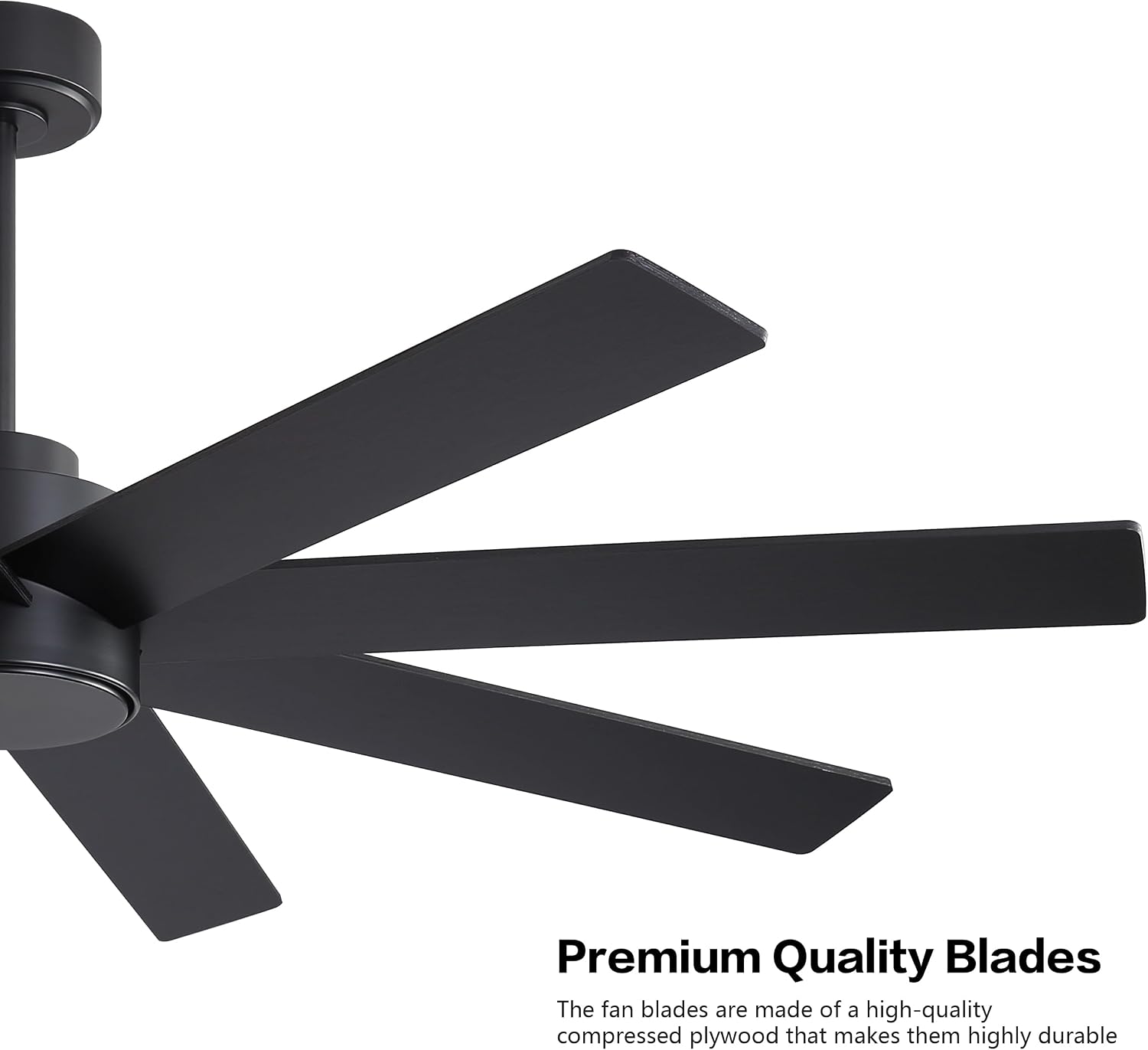 WINGBO 60' Large DC Ceiling Fans without Lights, 3 Downrods, 8 Plywood Blades, 6-Speeds Reversible DC Motor, Indoor Ceiling Fan No Lights for Bedroom Living Room Patio, Black