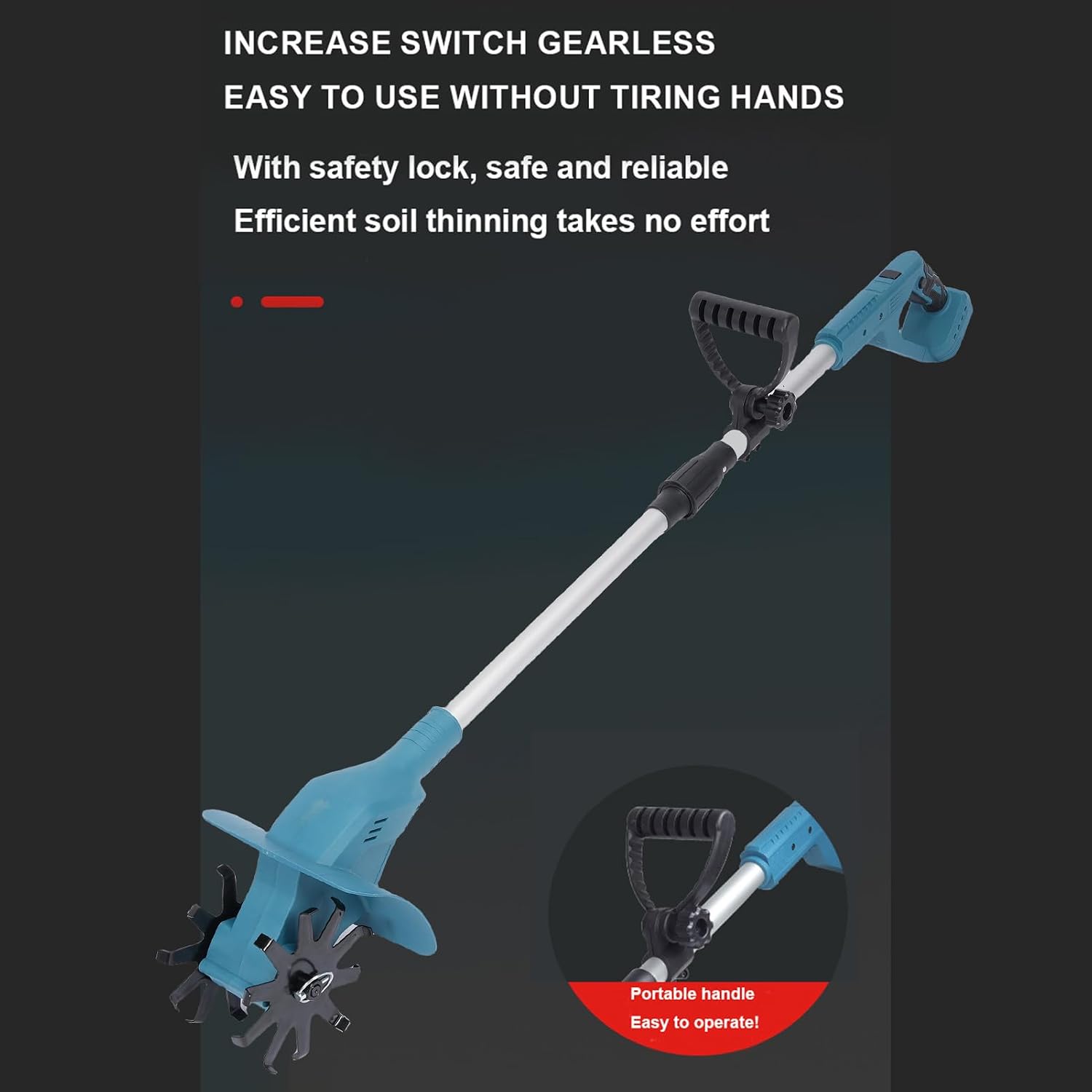 21V Electric Cultivator Cordless Tiller Powerful Efficient Portable Gardening