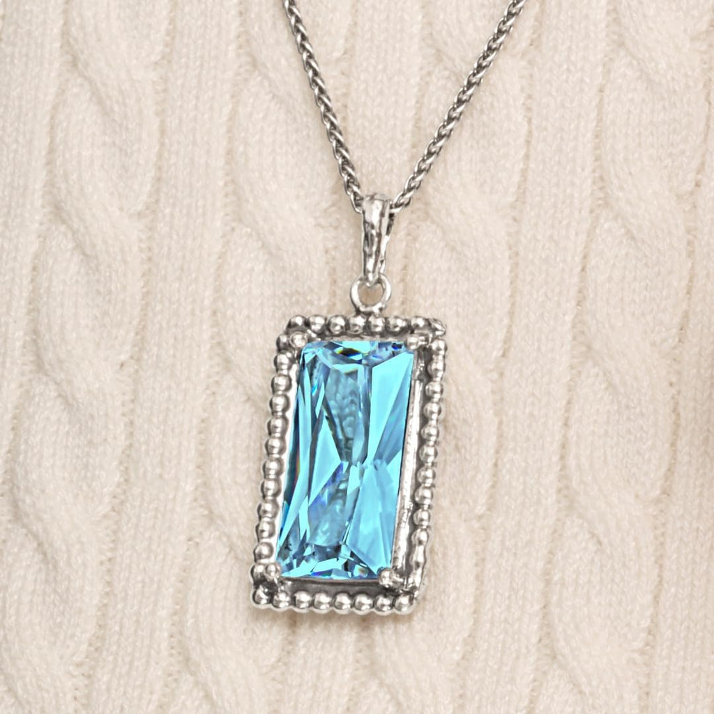 JEAN RACHEL JEWELRY 925 Sterling Silver Necklace for Women - Baguette with Cubic Zirconia Vintage Design - Hypoallergenic, Lead & Nickel Free - Artisan Handcrafted Statement Necklace