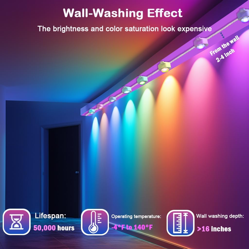 iYogaled Permanent Outdoor Christmas Lights 100ft,Smart RGB Color Changing Eave Lights with 63 Scene Modes, IP67 Waterproof Permanent Holiday Lamps Outdoor,APP,Voice,Remote Control