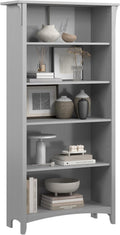 Bush Home Salinas 5 Shelf Bookcase in Cape Cod Gray, Tall Bookshelf, Large Book Shelf for Living Room, Home Office, or Entryway