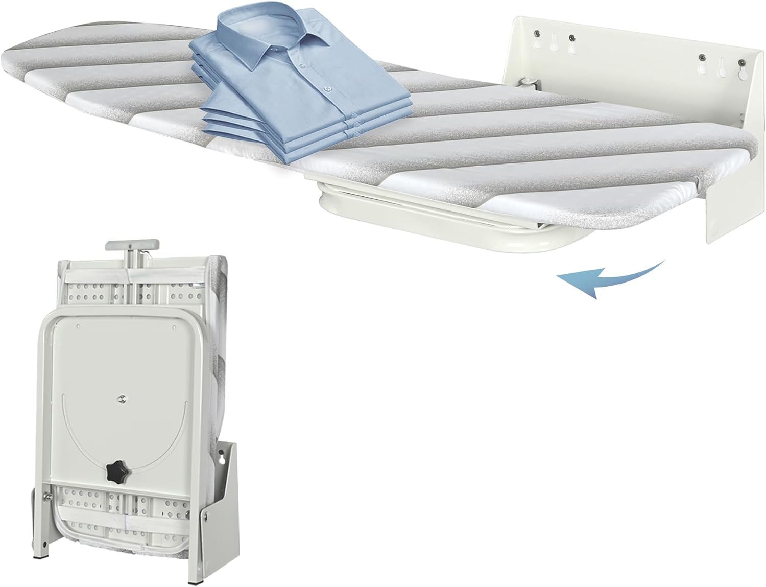 uyoyous Wall Mounted Ironing Board 37.4x11.8 inch Compact Folding Iron Board Wall Mount Space-Saving 180° Swivel Ironing Boards with Heat Resistant Cover for Home Laundry Room, Small Spaces