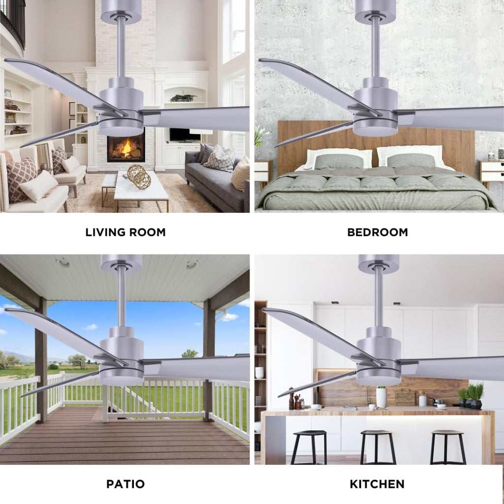 Matthews AK-BN-BN-72 Alessandra Wet Rated 72' Outdoor Ceiling Fan without Light, Remote Included, Silent DC Motor, Brushed Nickel
