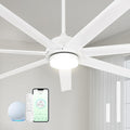 62 Inch Large Smart Ceiling Fan with Alexa or App,White Ceiling Fan with Light and Remote,6 Speed,3CCT,Quiet DC Motor Outdoor Fan for Patio or Bedroom
