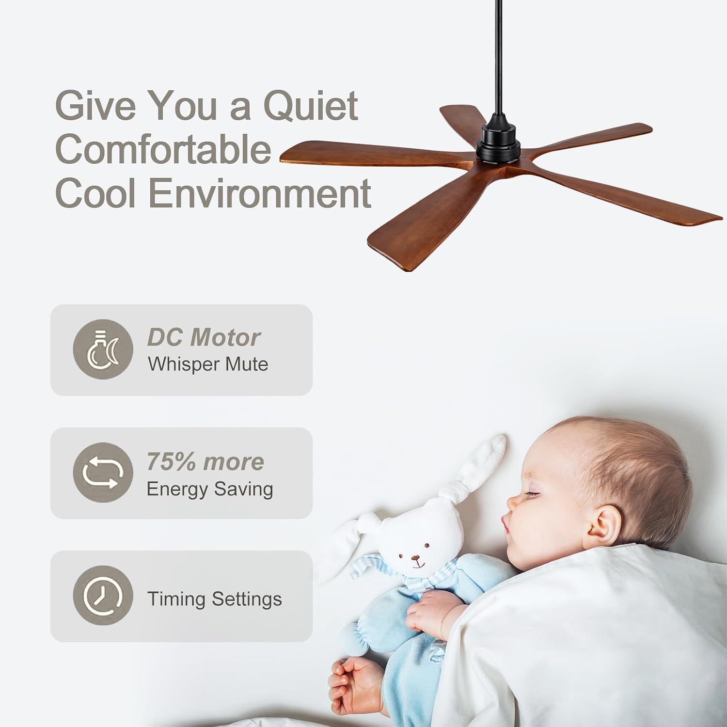 ZVL 60 Inch Ceiling Fans with Lights and Remote,5 Blade Ceiling Fan with Light,Modern Ceiling Fan,3CCT Dimmable,Timer,Quiet DC Motor,6 Speed,Wood Ceiling Fan for Offices Farmhouse Gazebo Patio