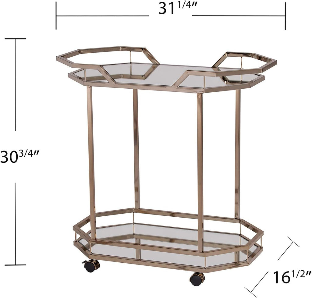 SEI Furniture Ari Art serving cart, Champagne with mirror (AMZ1102ZH)