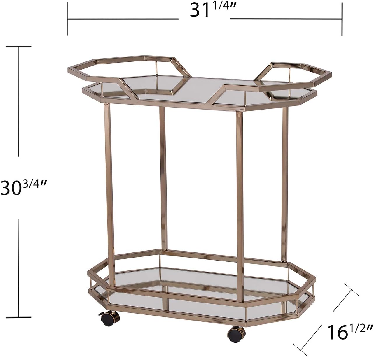 SEI Furniture Ari Art serving cart, Champagne with mirror (AMZ1102ZH)