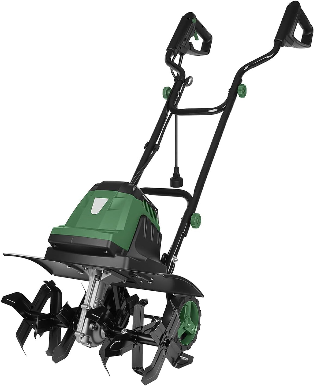 18 Inch Electric Tiller Cultivator, 15 Amp Corded Tiller with Foldable Handle, 6 Steel Tines with Wheels for Lawn, Garden and Field Soil Cultivation